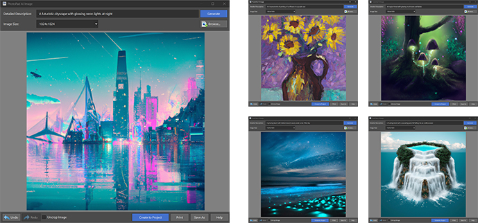 Create AI generated images with a text prompt